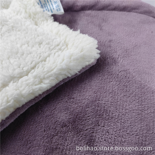 solid flannel and sherpa fleece composite fleece blanket for winter